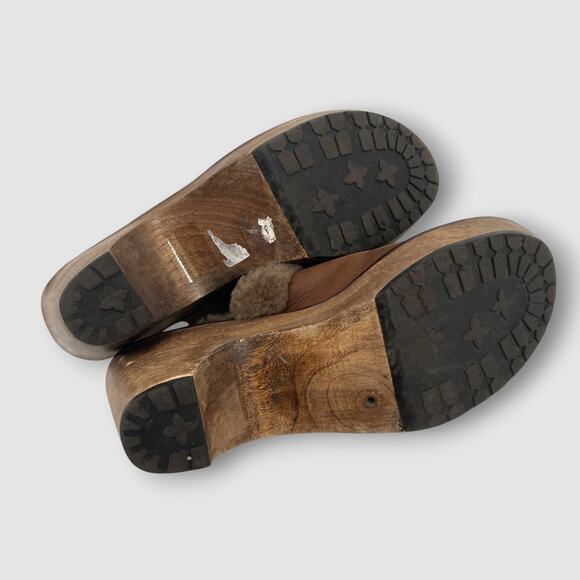 Y2k Vintage Matisse Ava Shearling Lined Leather Clog Heels Size 8 - Picture 7 of 10